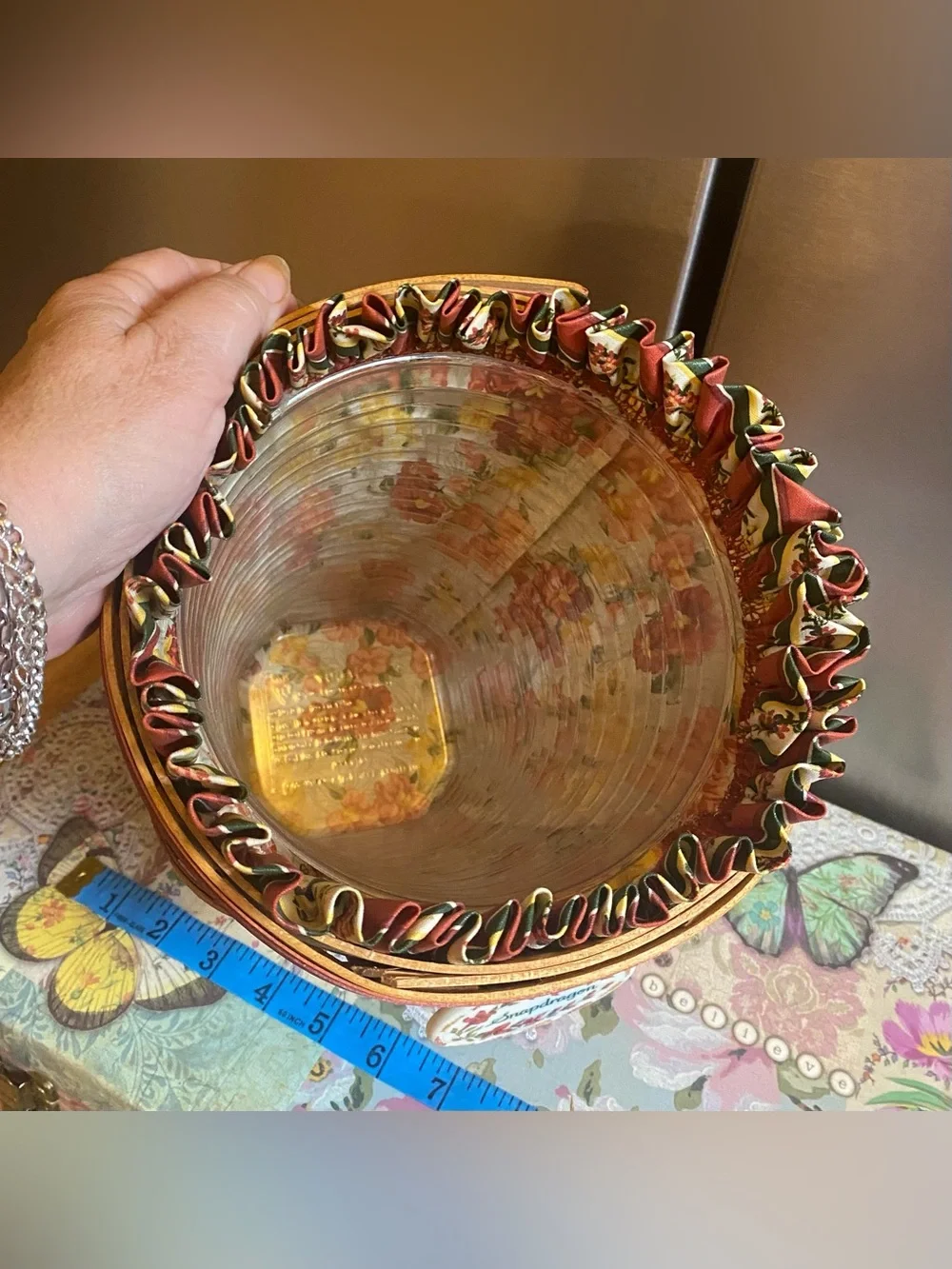 Vintage 1998 Longaberger Snapdragon Basket Cottagecore Farmhouse Decor